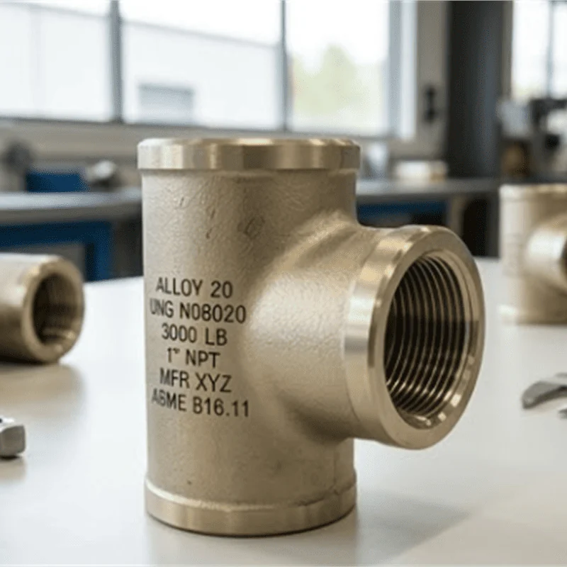 Alloy 20 (UNS N08020) Forged Threaded Tee
